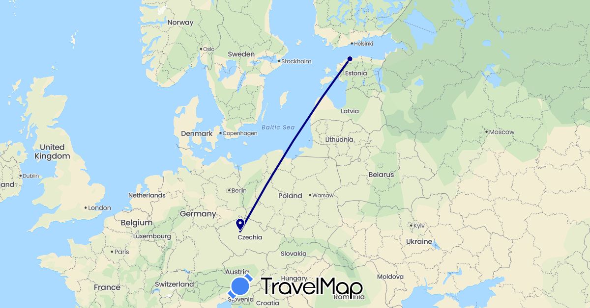 TravelMap itinerary: driving in Czech Republic, Estonia (Europe)